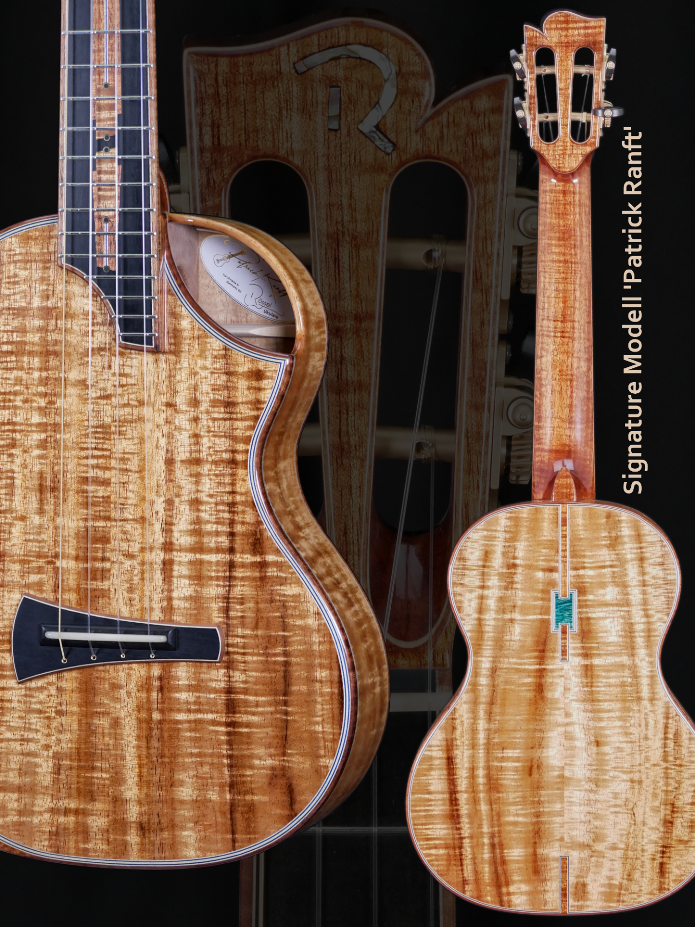 Signature Modell Patrick Ranft Kasha Tenor Ukulele kombiniert hawaiianisches Mastergrade-Koa mit sorgfältiger Verarbeitung